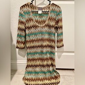 Elif by Jordan Taylor Zigzag Swim Coverup - Brown, Cream, Blue